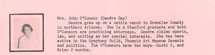 Sandra's bio and introduction as a member of the 1960-1961 Provisional Class. (April 1960, JLP Newsletter)