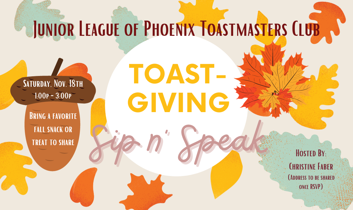 Toastmasters Toastgiving Sip n' Speak Nov 18